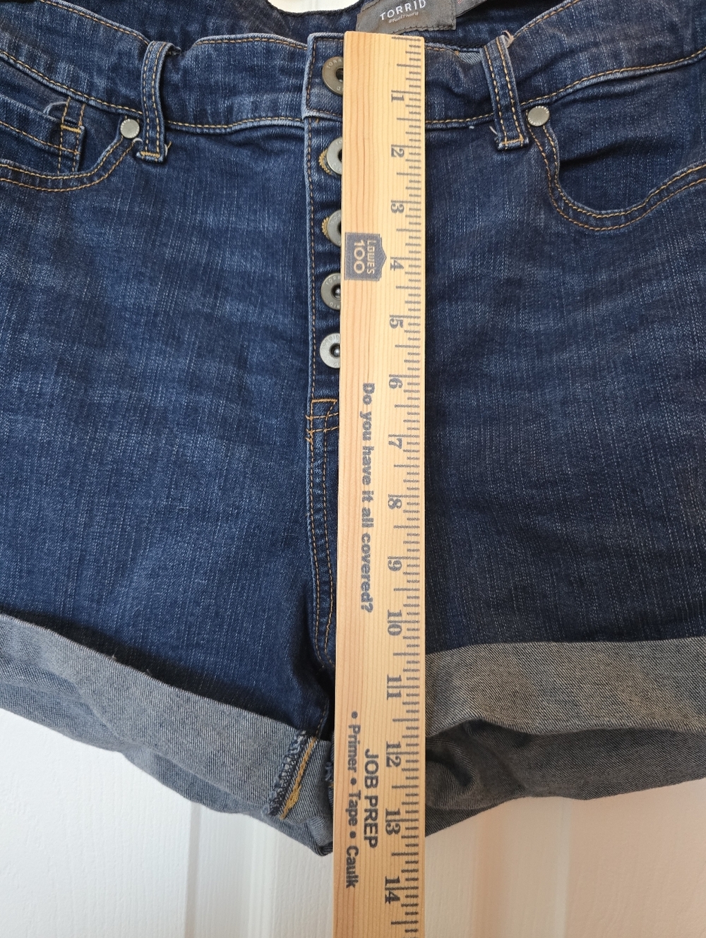 Torrid Dark Blue Button-Front Cuffed Denim Shorts - Size 16 - Picture 6 of 7